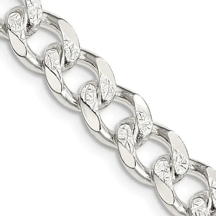 Sterling Silver 8mm Pav‚ Curb Chain Necklace - Larson Jewelers