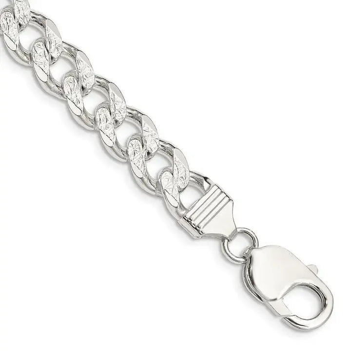 Sterling Silver 9.15mm Pav‚ Curb Chain Bracelet - Larson Jewelers