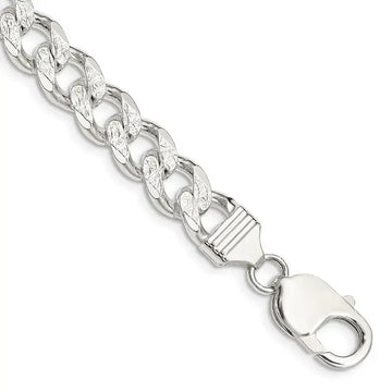Sterling Silver 9.15mm Pav‚ Curb Chain Bracelet - Larson Jewelers