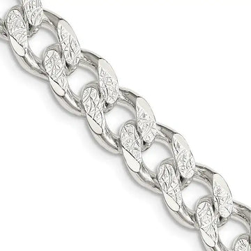 Sterling Silver 9.15mm Pav‚ Curb Chain Necklace - Larson Jewelers