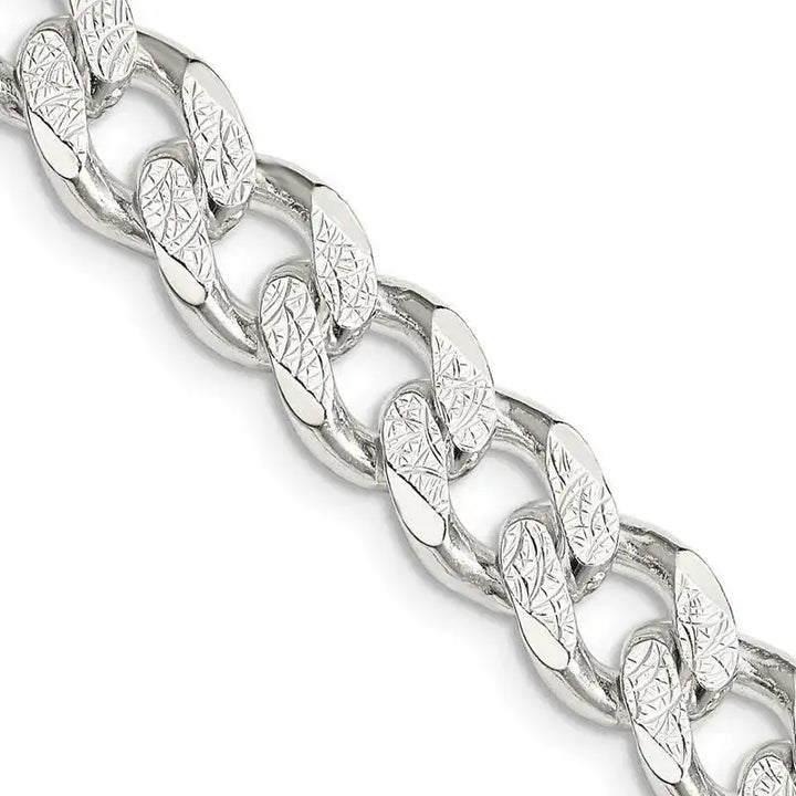 Sterling Silver 9.15mm Pav‚ Curb Chain Necklace - Larson Jewelers