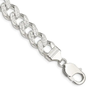 Sterling Silver 10.5mm Pav‚ Curb Chain Bracelet - Larson Jewelers