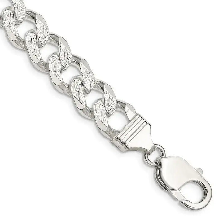 Sterling Silver 10.5mm Pav‚ Curb Chain Bracelet - Larson Jewelers