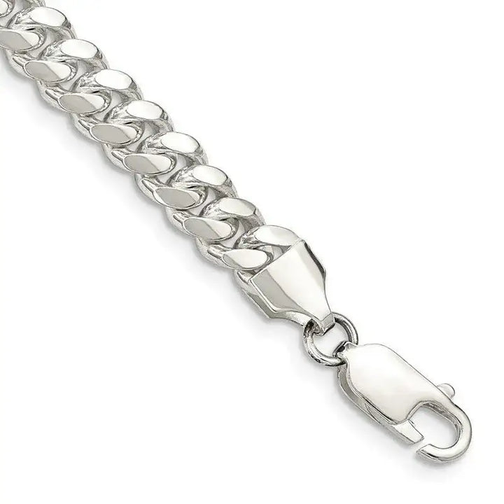 Sterling Silver 6.4mm Polished Domed Curb Chain Bracelet - Larson Jewelers