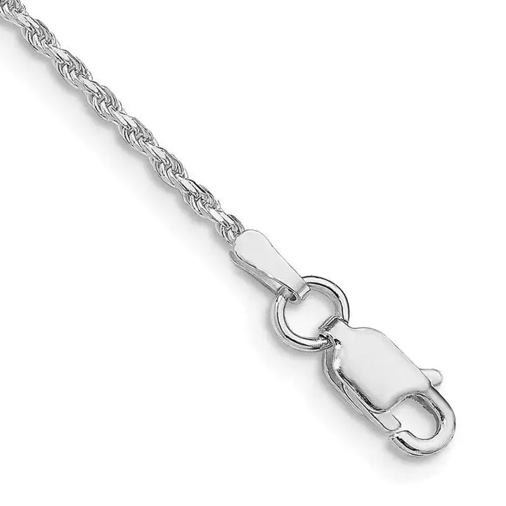 Sterling Silver Rhodium-plated 1.5mm Diamond-cut Rope Chain Anklet - Larson Jewelers