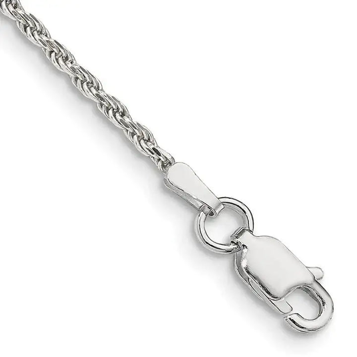 Sterling Silver 1.7mm Diamond-cut Rope Chain Bracelet - Larson Jewelers