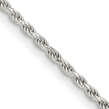 Sterling Silver 1.7mm Diamond-cut Rope Chain Necklace w/4in ext. - Larson Jewelers