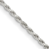 Sterling Silver 1.7mm Diamond-cut Rope Chain Necklace w/2in ext.