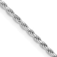 Collier chaîne en corde taille diamant de 1,7 mm en argent sterling plaqué rhodium avec extension de 2 po.