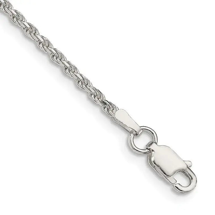 Sterling Silver 1.85mm Diamond-cut Rope Chain Anklet - Larson Jewelers