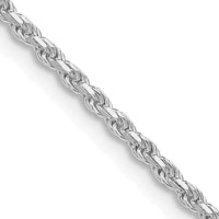 Collier en argent sterling plaqué rhodium avec chaîne en corde taillée en diamant de 1,85 mm