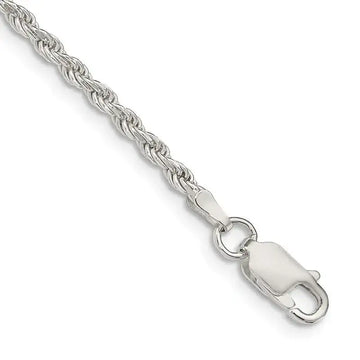 Sterling Silver 2.25mm Diamond-cut Rope Chain Bracelet - Larson Jewelers