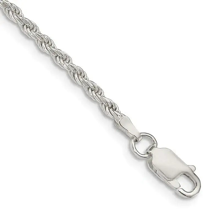 Sterling Silver 2.25mm Diamond-cut Rope Chain Bracelet - Larson Jewelers