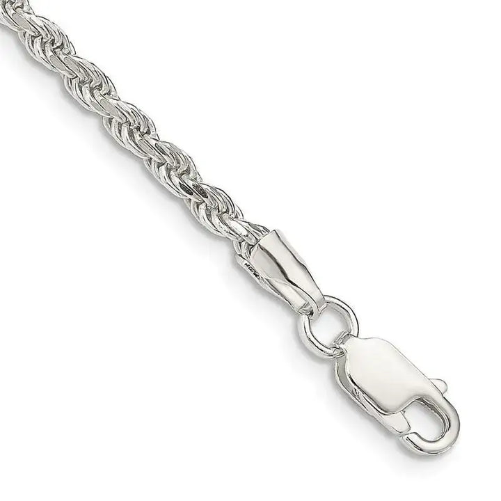 Sterling Silver 2.75mm Diamond-cut Rope Chain Bracelet - Larson Jewelers