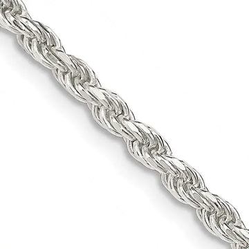 Sterling Silver 2.75mm Diamond-cut Rope Chain Necklace w/4in ext. - Larson Jewelers