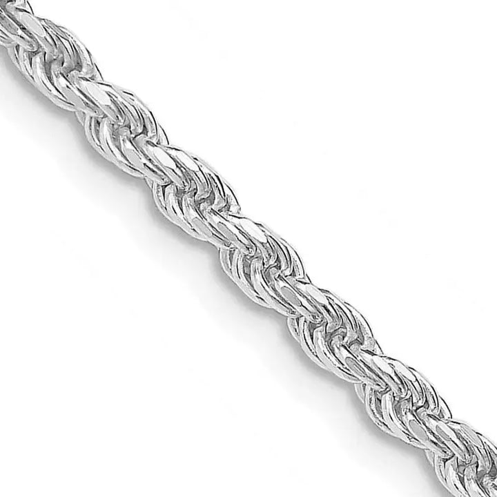 Sterling Silver Rhodium-plated 2.75mm Diamond-cut Rope Chain Necklace - Larson Jewelers