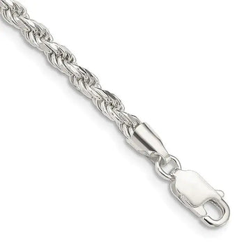 Sterling Silver 3mm Diamond-cut Rope Chain Bracelet - Larson Jewelers