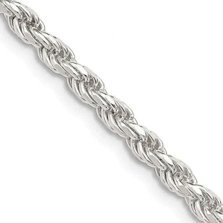 Sterling Silver 3mm Diamond-cut Rope Chain Necklace - Larson Jewelers