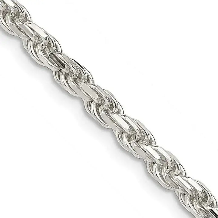 Sterling Silver 3.5mm Diamond-cut Rope Chain Necklace - Larson Jewelers