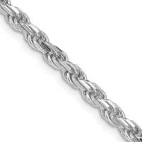 Collier chaîne en argent sterling plaqué rhodium de 3,5 mm avec diamants