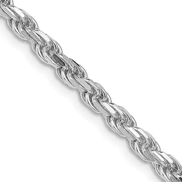 Sterling Silver Rhodium-plated 3.5mm Diamond-cut Rope Chain Necklace - Larson Jewelers