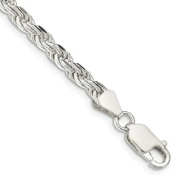 Sterling Silver 4.25mm Diamond-cut Rope Chain Bracelet - Larson Jewelers
