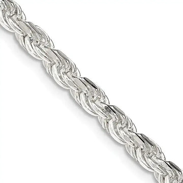 Sterling Silver 4.25mm Diamond-cut Rope Chain Necklace - Larson Jewelers