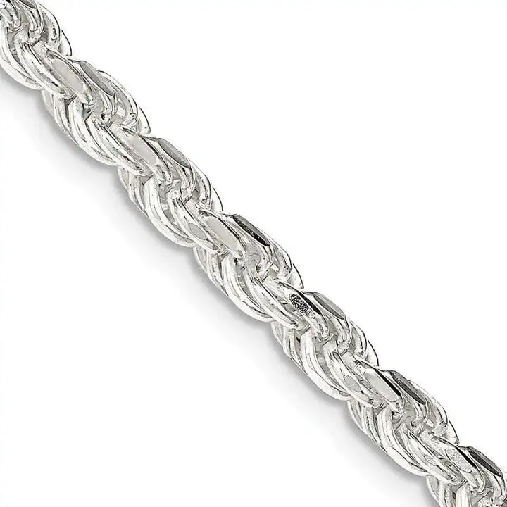 Sterling Silver 4.25mm Diamond-cut Rope Chain Necklace - Larson Jewelers
