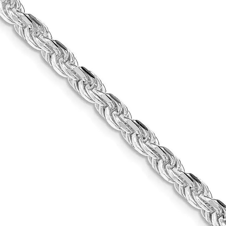 Sterling Silver Rhodium-plated 4.25mm Diamond-cut Rope Chain Necklace - Larson Jewelers