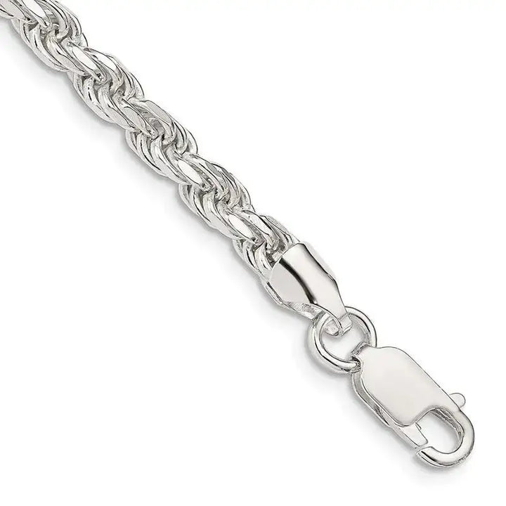 Sterling Silver 4.75mm Diamond-cut Rope Chain Bracelet - Larson Jewelers