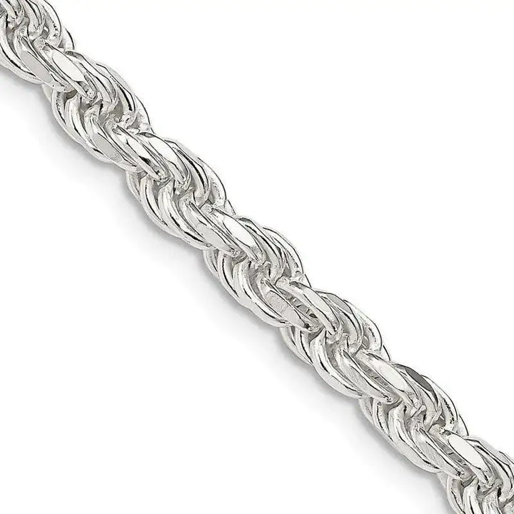 Sterling Silver 4.75mm Diamond-cut Rope Chain Necklace - Larson Jewelers
