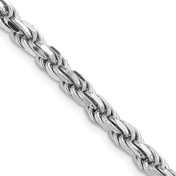 Sterling Silver Rhodium-plated 4.75mm Diamond-cut Rope Chain Necklace - Larson Jewelers