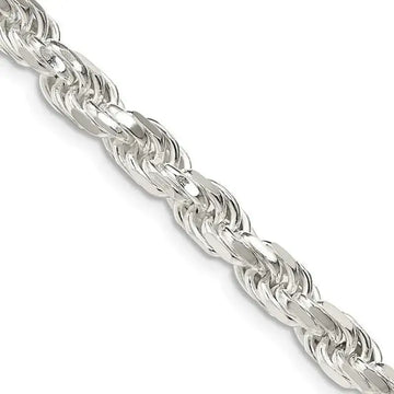 Sterling Silver 5.75mm Diamond-cut Rope Chain Necklace - Larson Jewelers