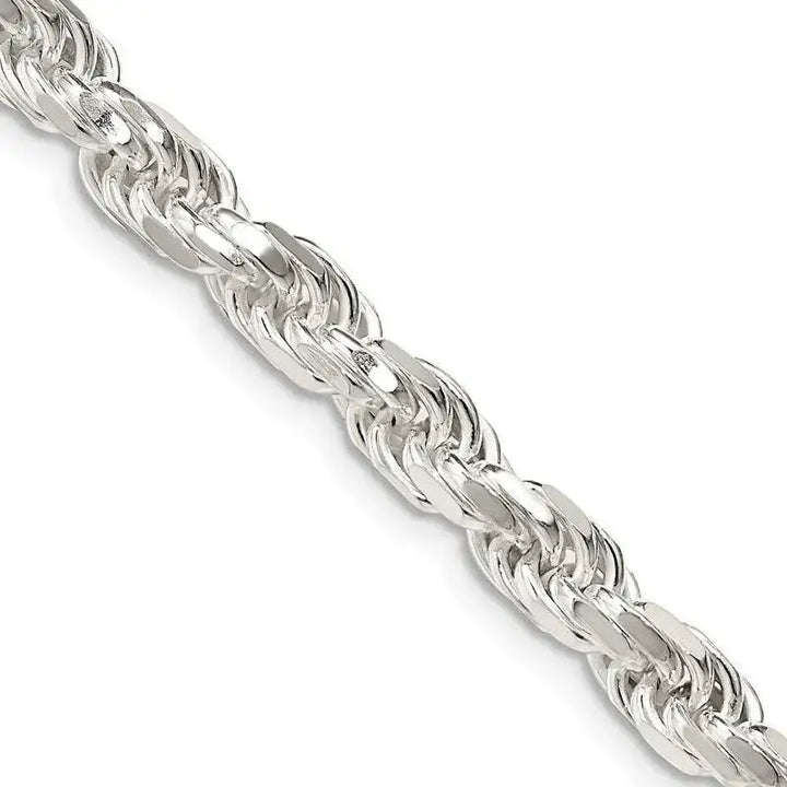 Sterling Silver 5.75mm Diamond-cut Rope Chain Necklace - Larson Jewelers
