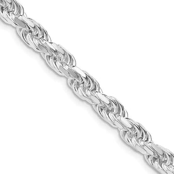 Sterling Silver Rhodium-plated 5.75mm Diamond-cut Rope Chain Necklace - Larson Jewelers