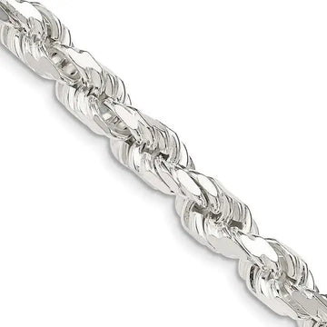 Sterling Silver 7mm Diamond-cut Rope Chain Necklace - Larson Jewelers