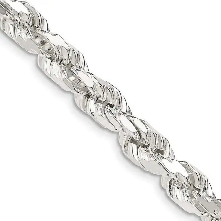 Sterling Silver 7mm Diamond-cut Rope Chain Necklace - Larson Jewelers