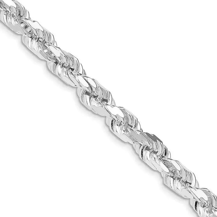 Sterling Silver Rhodium-plated 7mm Diamond-cut Rope Chain Necklace - Larson Jewelers