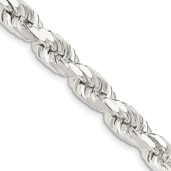 Sterling Silver 8mm Diamond-cut Rope Chain Necklace - Larson Jewelers
