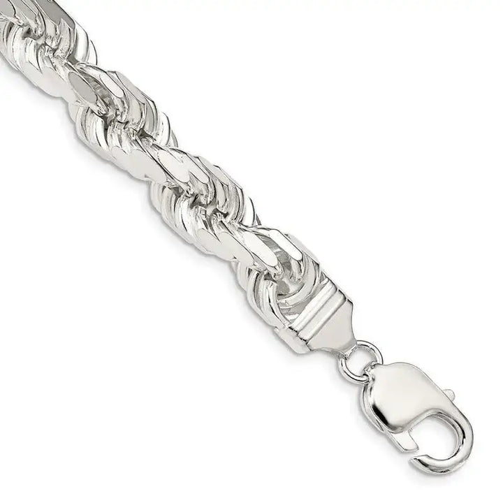 Sterling Silver 9.5mm Diamond-cut Rope Chain Bracelet - Larson Jewelers