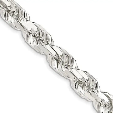 Sterling Silver 9.5mm Diamond-cut Rope Chain Necklace - Larson Jewelers