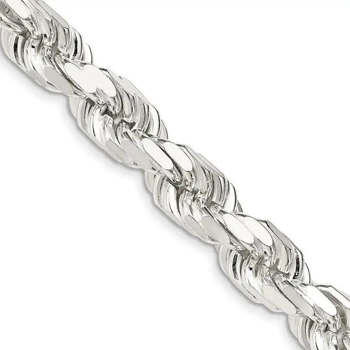 Sterling Silver 9.5mm Diamond-cut Rope Chain Necklace - Larson Jewelers