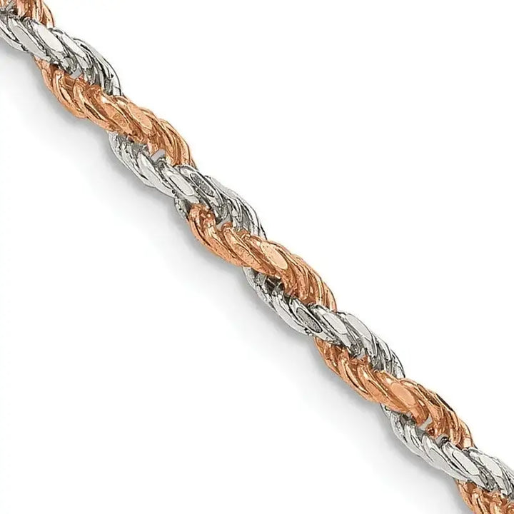 Sterling Silver And Rose Vermeil Diamond-cut Rope Chain Necklace - Larson Jewelers