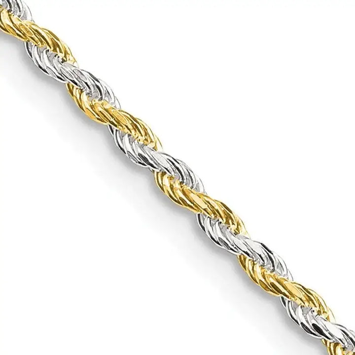 Sterling Silver And Vermeil 1.85mm Diamond-cut Rope Chain Necklace - Larson Jewelers