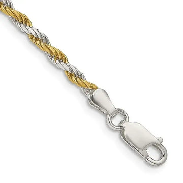 Sterling Silver And Vermeil 2.5mm Diamond-cut Rope Chain Bracelet - Larson Jewelers