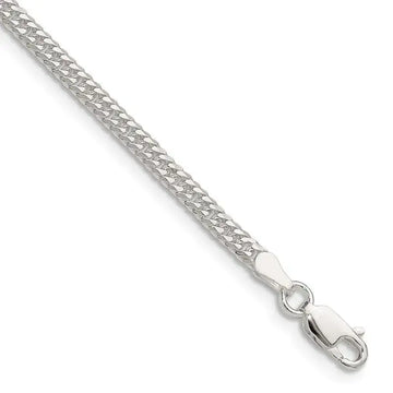 Sterling Silver Polished 3.0mm Double Diamond-cut Curb Chain Bracelet - Larson Jewelers