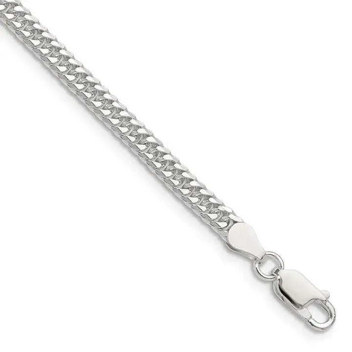 Sterling Silver Polished 3.9mm Double Diamond-cut Curb Chain Bracelet - Larson Jewelers