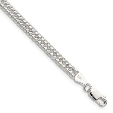 Sterling Silver Polished 4.8mm Double Diamond-cut Curb Chain Bracelet - Larson Jewelers