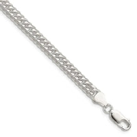 Bracelet en argent sterling poli de 5,7 mm avec double chaîne gourmette taille diamant