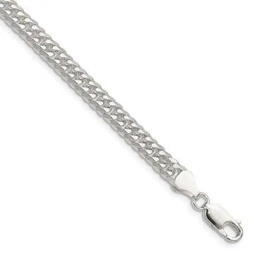 Sterling Silver Polished 5.7mm Double Diamond-cut Curb Chain Bracelet - Larson Jewelers